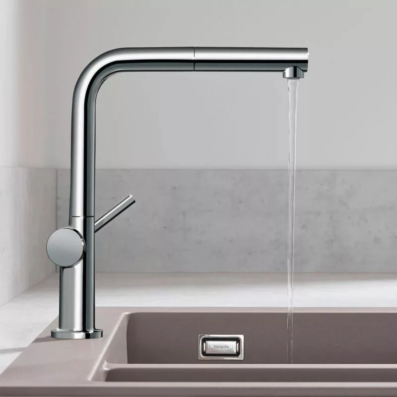 Hansgrohe Talis M54 konyhai csaptelep kihúzható zuhanyfejjel, 270 1jet, L-kifolyóval, króm