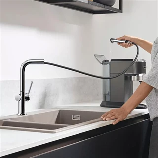 Hansgrohe Talis M54 konyhai csaptelep kihúzható zuhanyfejjel, 270 1jet, L-kifolyóval, króm