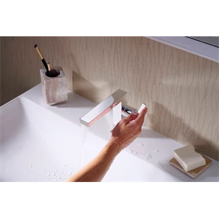 Hansgrohe Tecturis E egykaros mosdócsaptelep Fine 110, CoolStart, Push-open lefolyógarnitúrával króm