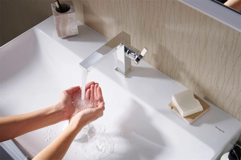 Hansgrohe Tecturis E egykaros mosdócsaptelep Fine 110, CoolStart, automata lefolyógarnitúrával króm