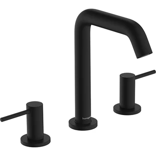 Hansgrohe Tecturis S 3-lyukú mosdócsaptelep 150, Push-open lefolyógarnitúrával matt fekete