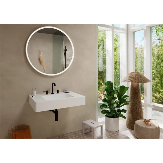 Hansgrohe Tecturis S 3-lyukú mosdócsaptelep 150, Push-open lefolyógarnitúrával matt fekete