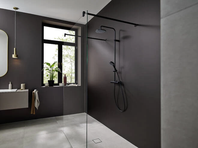 Hansgrohe Vernis Blend Showerpipe 200 1jet, EcoSmart, termosztáttal, matt fekete