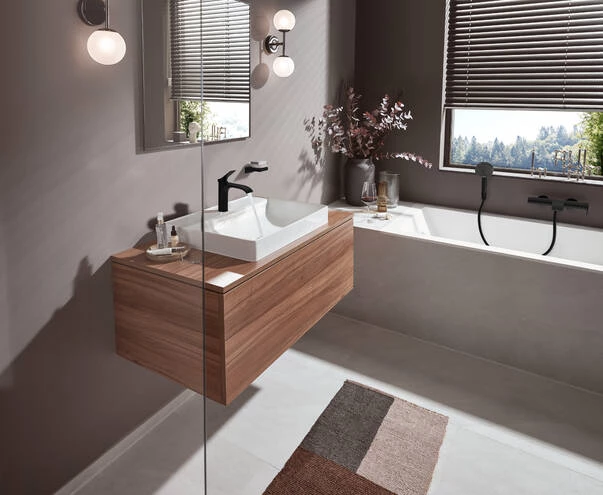 Hansgrohe Vivenis egykaros álló mosdó csaptelep 175/100*146mm, lefolyó szelep nélkül, matt fekete felület