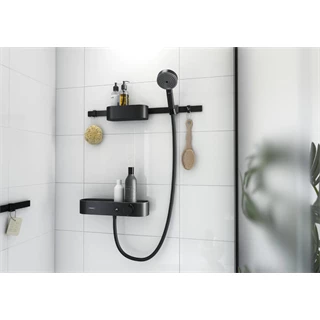 Hansgrohe WallStoris Szett  kézizuhany 105, 3 jet EcoSmart Activation, termosztát, zuhanyrúd 70cm, matt fekete