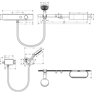 Hansgrohe WallStoris Szett  kézizuhany 105, 3 jet EcoSmart Activation, termosztát, zuhanyrúd 70cm, matt fekete
