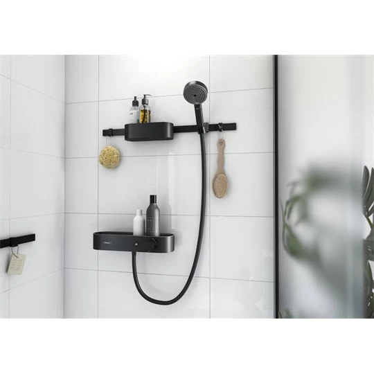 Hansgrohe WallStoris Szett  kézizuhany 105, 3 jet EcoSmart Activation, termosztát, zuhanyrúd 70cm, matt fekete