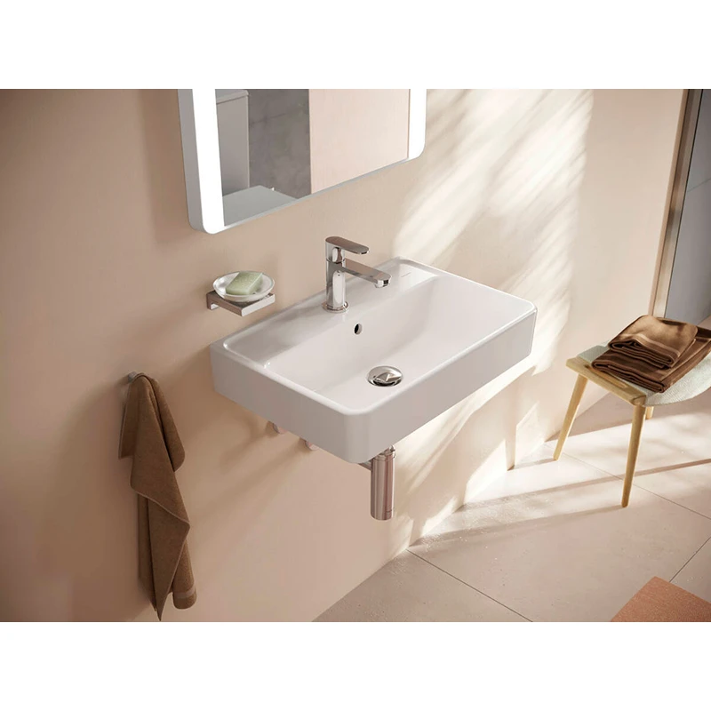 Hansgrohe Xanuia Q mosdókagyló Kompakt 600/370, csapfurattal és túlfolyóval, SmartClean