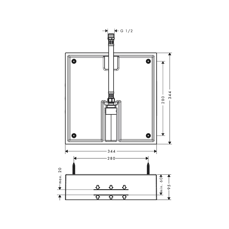 Hansgrohe alaptest Raindance 400 x 400 mm Air 1jet fejzuhany