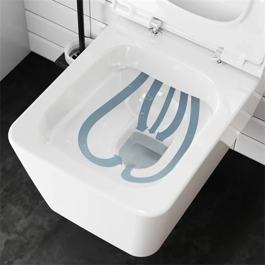 Hansgrohe fali WC Set 540 perem nélküli AquaFall Flush WC ülőkével és SoftClose, QuickRelease fedéllel, SmartClean