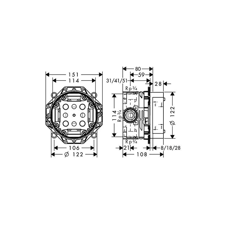 Hansgrohe iBox universal alaptest DN15/DN20
