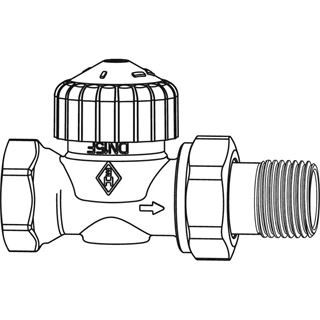 Heimeier Calypso Exact termosztatikus szelep sárgarézből, egyenes, nikkelezett 1/2"