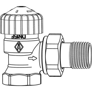 Heimeier Calypso Exact termosztatikus szelep sárgarézből, sarok, nikkelezett 1/2"
