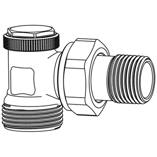 Heimeier Regutec F visszatérő szelep, sarok nikkelezett 1/2", G3/4" km csatlakozással