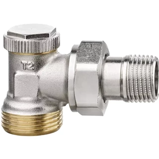 Heimeier Regutec F visszatérő szelep, sarok nikkelezett 1/2", G3/4" km csatlakozással