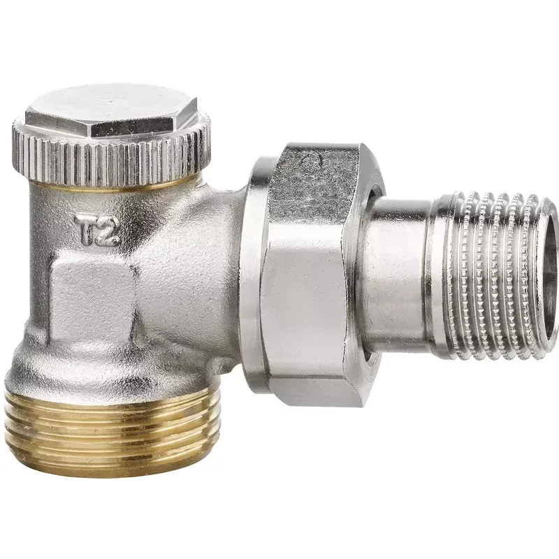 IMI Heimeier Regutec F visszatérő szelep, sarok nikkelezett 1/2", G3/4" km csatlakozással