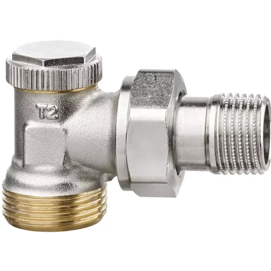 Heimeier Regutec F visszatérő szelep, sarok nikkelezett 1/2", G3/4" km csatlakozással