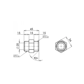 Heizer DIELECTRIC1,dielektromos, műanyag közcsavar 1" egál, egyenes kivitel