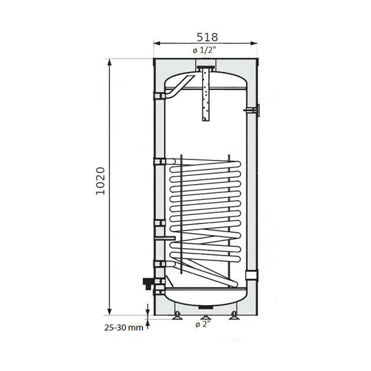 Heizer HMV-tároló egy hőcserélővel, BSF-100 R, 102 literes, 0.6m2, fix szigetelés