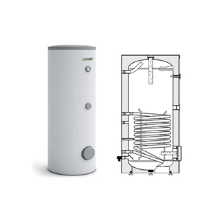 Heizer HMV-tároló egy hőcserélővel, BSFV-400 R, 405 literes, 1.8m2, fix szigetelés