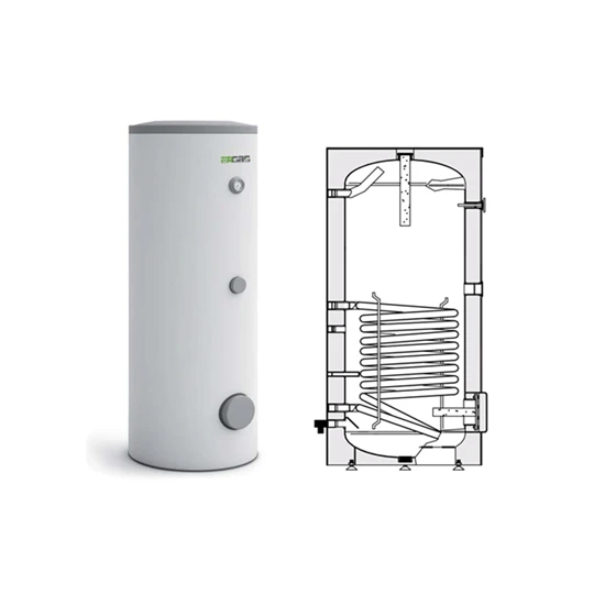 Heizer HMV-tároló egy hőcserélővel, BSFV-400 R, 405 literes, 1.8m2, fix szigetelés