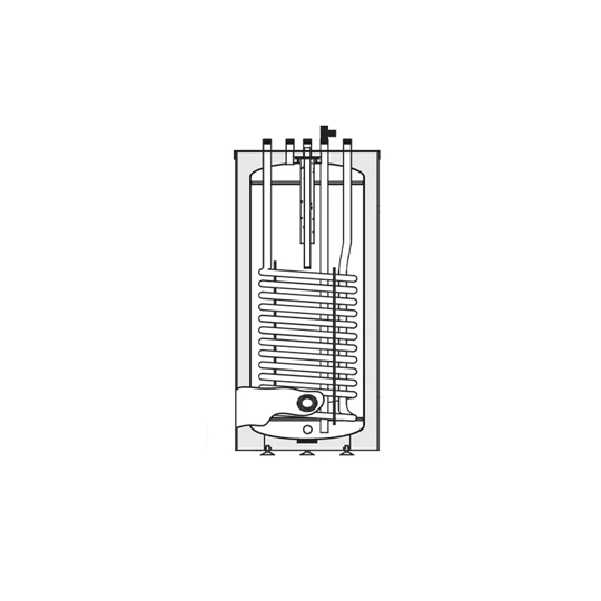 Heizer HMV-tároló, fali, szögletes, egy hőcserélővel, E-SW-120, 120l, O455x455/1150mm, 62kg, 1.2m2, 2,0 kW-os fűtőbetét