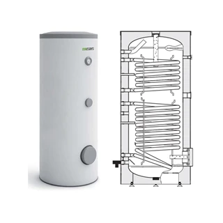 Heizer HMV-tároló kettő hőcserélővel, BSFV-I-200 R, 197 literes, 0.7/1m2, fix szigetelés