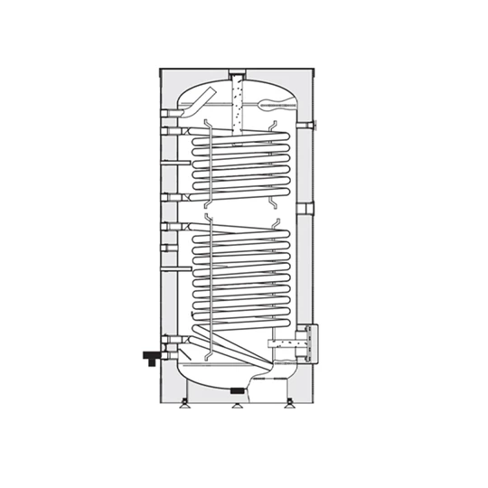 Heizer HMV-tároló kettő hőcserélővel, BSFV-I-300 R, 299 literes, 1.1/1.4m2, fix szigetelés