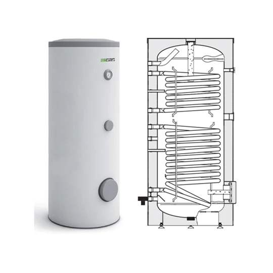 Heizer HMV-tároló kettő hőcserélővel, BSFV-I-300 R, 299 literes, 1.1/1.4m2, fix szigetelés