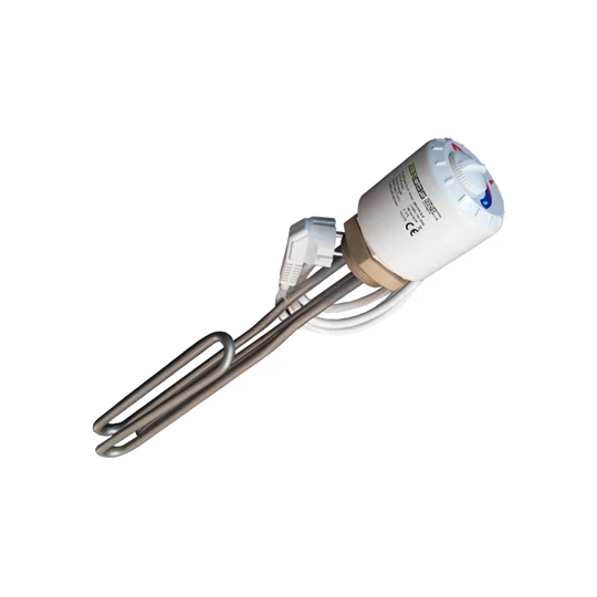 Heizer elektromos fűtőbetét, 3 kW, 5/4", 400 mm bemerülés, 230V, 1 fázis, termosztát fejjel INO, inox