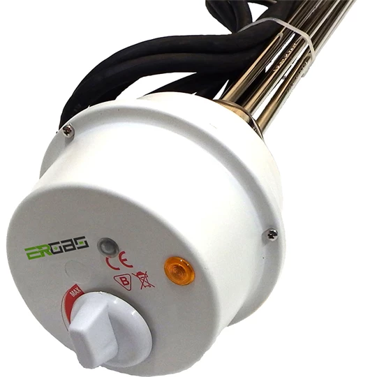 Heizer elektromos fűtőbetét, 6 kW, 6/4", 460 mm bemerülés, 400V, 3 fázis, Premium inox, termosztát fejjel