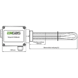 Heizer elektromos fűtőbetét, 6 kW, 6/4", 560 mm bemerülés, 400V, 3 fázis, termosztát fejjel