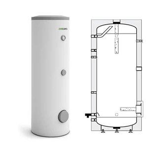 Heizer fűtési-hűtési-HMV puffertároló hőcserélő nélkül, ATF-104 100l, 465/880mm , fix szigetelés