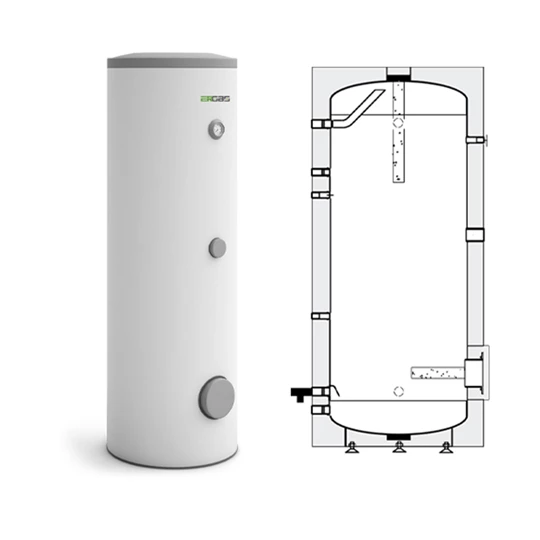 Heizer fűtési-hűtési-HMV puffertároló hőcserélő nélkül, ATF-104 100l, 465/880mm , fix szigetelés