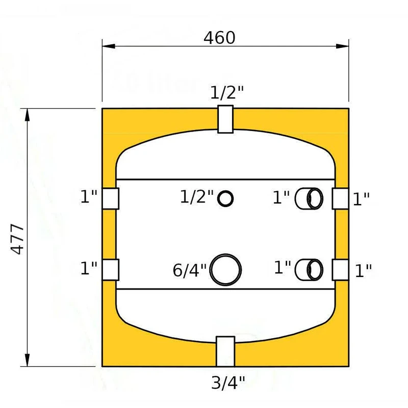 Heizer puffertároló fűtésre,   40 liter, PUST-40 R, fali, fix szig., O460/477 mm, 26 kg