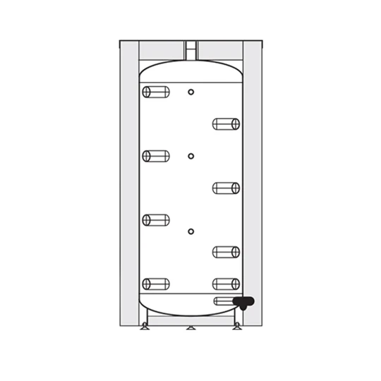 Heizer puffertároló fűtésre,  918 liter, PUS-1000 F, álló, levehető szig., O990/2055 mm, 165 kg, standard