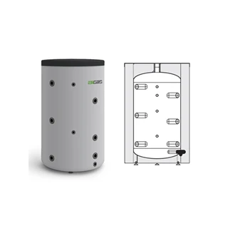 Heizer puffertartály, fűtésre, PUS-200 R, 223 literes, fix szigetelés