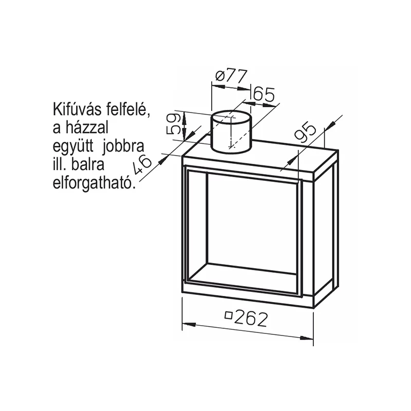 Helios ELS-GUB Falbasüllyesztett K90/EI90 tűzvédelmi ventilátorház, légtömör (fém) visszacsapószeleppel, felső kifúvás