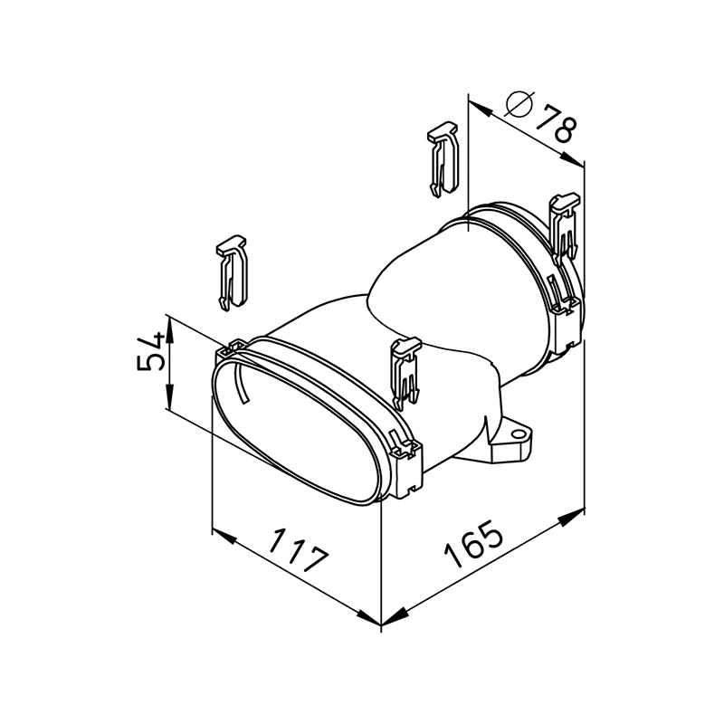 Helios FRS-ÜG 51-75 FlexPipe plus rendszer, NÁ75/Oval, átmeneti idom, egyenes