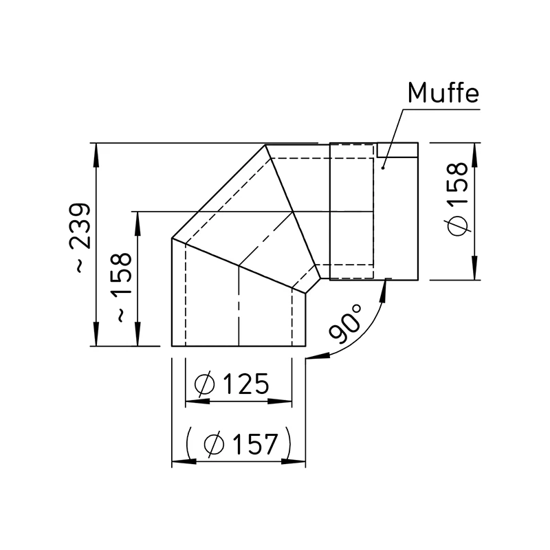 Helios IP-B 125/90 IsoPipe rendszer, NÁ125, 90°-os hőszigetelt könyök