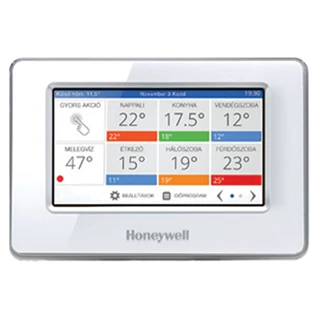 Honeywell Home Evocolor WIFI RF magyar érintőképernyős zónamanager, max 12 zóna, csatlakozók és szerelőkeret nélkül