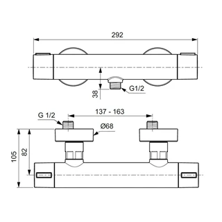 Ideal Standard Ceratherm ALU+ termosztatikus zuhanycsaptelep, selyem fekete