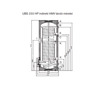 Immergas UBS 250 HP indirekt tároló, 1 növelt teljesítményű csőkígyó