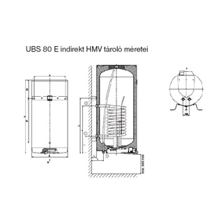 Immergas UBS 80 E W indirekt tároló, elektromos fűtőpatronnal