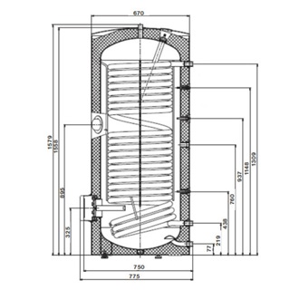 Immergas indirekt tároló UBS 300 HP, emelt hőcserélő felülettel, 3,2 m2