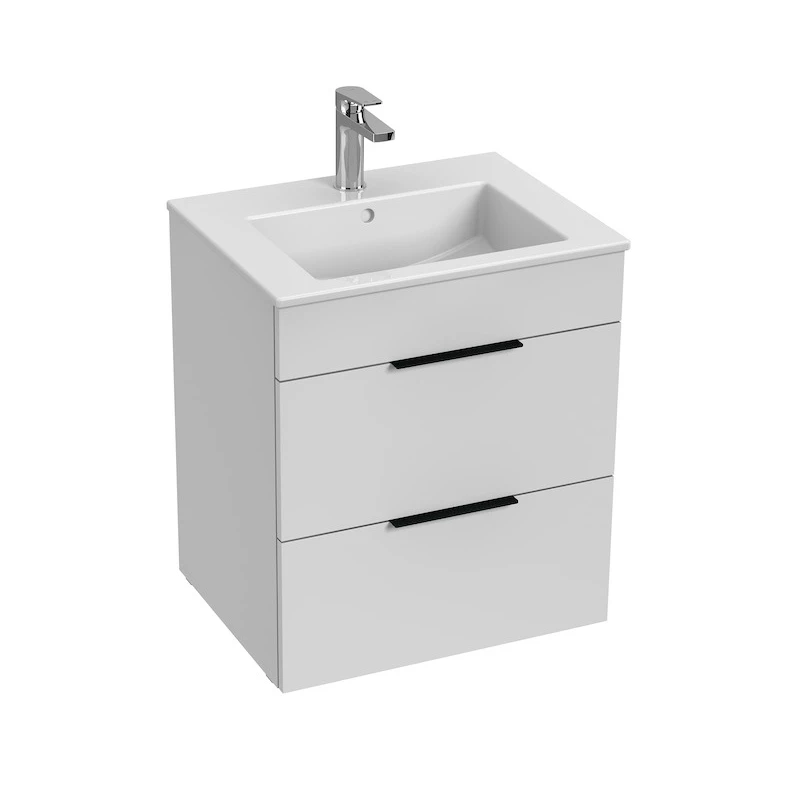 Jika Cube alsószekrény mosdóval, 2 fiókkal 550x430x622, selyemfényű fehér
