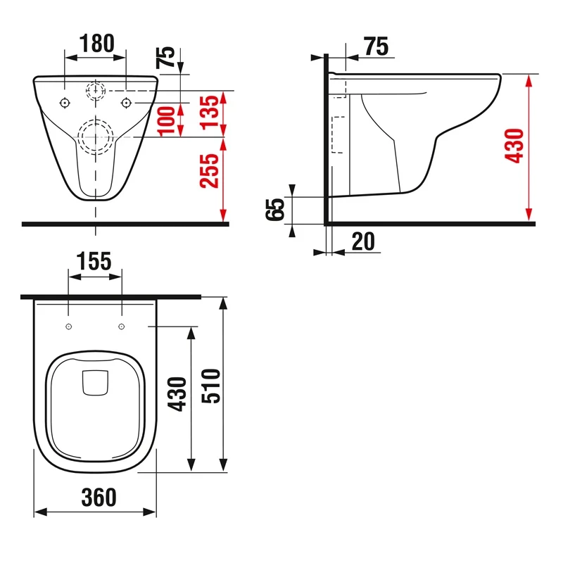 Jika Deep fali wc csésze, rimless kialakítású, mélyöblítésű, szögletes, fehér