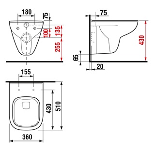 Jika Deep fali wc csésze, rimless kialakítású, mélyöblítésű, szögletes, fehér