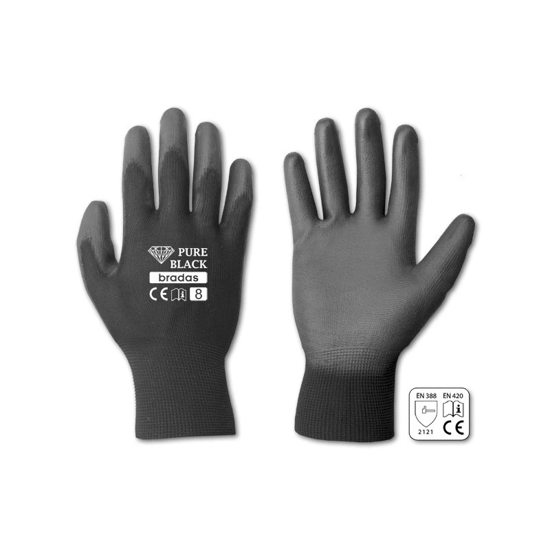 Kesztyű Pure Black,poliuretán 11-es