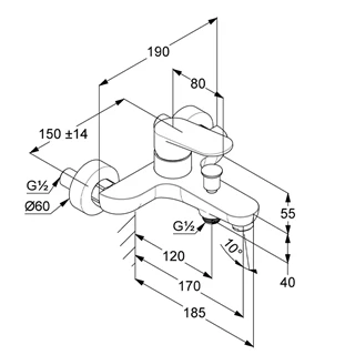 Kludi-X1 kádcsaptelep fekete